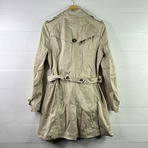 COMPTOIR DES COTONNIERS Tan Cotton Trench Coat Jacket‎ Double Breasted Size 42 - Picture 2 of 10